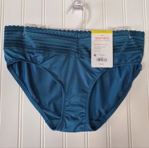 Warners Teal Lace Waist Bikini Briefs Sz  M/6 NWT